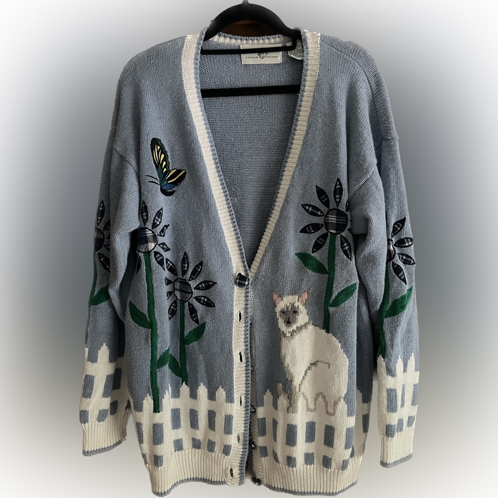 Cat Grandma Cardigan Vintage M